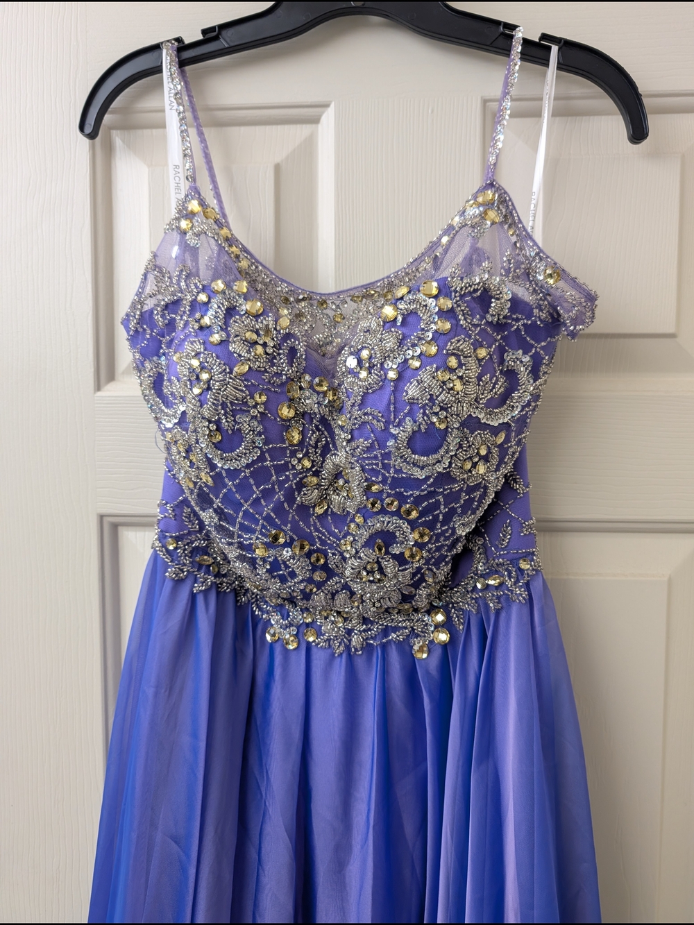 Rachel Allan Off-Shoulder Lavender Evening Gown - Picture 5 of 12